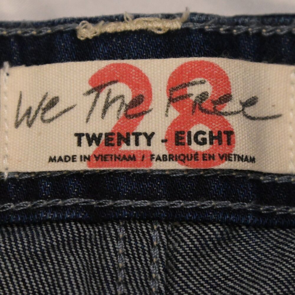 We The Free People Wide Leg Button Fly Jeans Women 28 Blue High Rise 33x32 - Picture 3 of 7